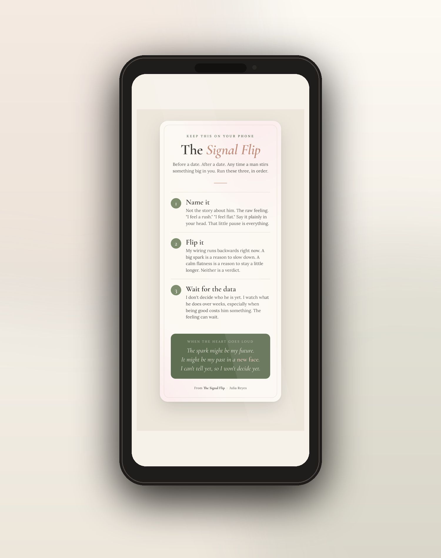 The pocket card on a phone